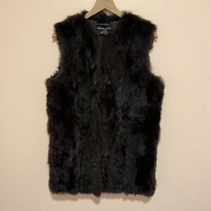 NWOT Adrienne Landau Textured 100% Rabbit Fur Vest Brown Women's Size Large